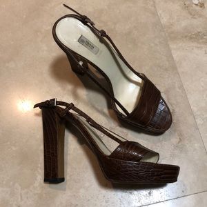 PRADA Brown crocodile heels